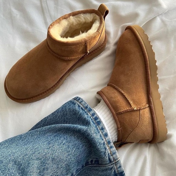 UGG Shoes - UGG ULTRA MINI Boots CHESTNUT SHEEPSKIN SUEDE
